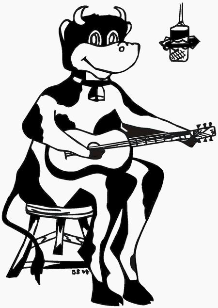 pic of cow playing guitar